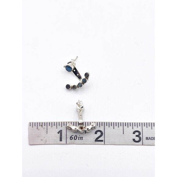 Sterling Silver Labradorite Ear Jacket Earrings Multi Stone Boho Artisan OOAK - Picture 5 of 6